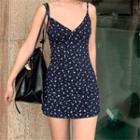 Spaghetti Strap Floral Sheath Dress / Light Jacket