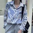 Long-sleeve Tie-dye Loose Fit Light Shirt