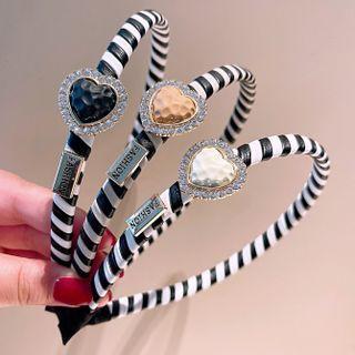 Heart Striped Faux Leather Headband