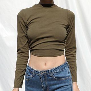 Cutout-back Tie-strap Cropped T-shirt