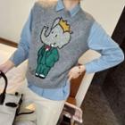 Elephant Print Sweater Vest
