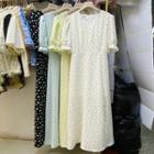 V-neck Puff-sleeve Chiffon Medium Maxi Dress