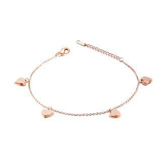 Fashion And Romantic Plated Rose Gold Heart-shaped 316l Stainless Steel Anklet Rose Gold - One Size
