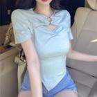 Metal Heart Cutout Cropped Top