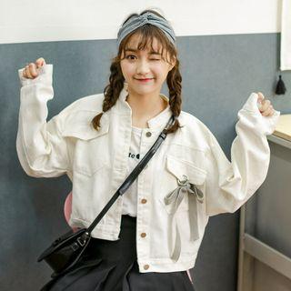 Striped Bow Denim Jacket