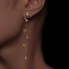 Rose Rhinestone Drop Earring 1 Pair - Earring - Gold - One Size