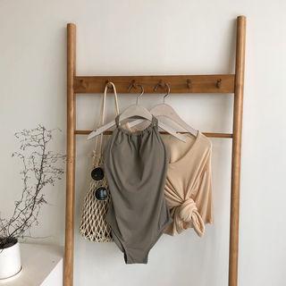 Halter-neck Cutout-back Swimsuit
