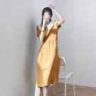 Two Tone Button-up A-line Dress