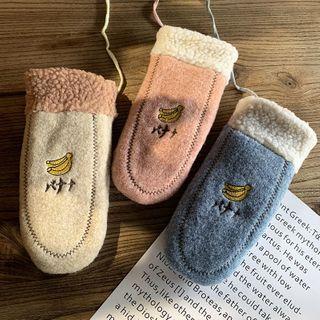 Banana Print Knit Gloves