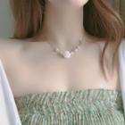 Acrylic Rose Faux Pearl Choker Gold - One Size