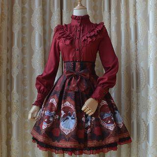Set: Frill-trim Shirt + A-line Mini Skirt