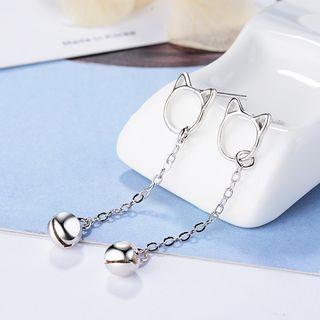 Cat & Bell Dangle Earrings 1 Pair - As Shown In Figure - One Size