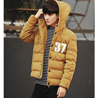 Number Print Hooded Padded Jacket