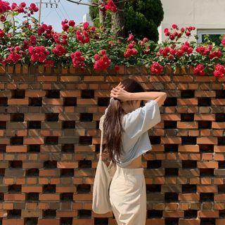 Cropped Linen Blend T-shirt