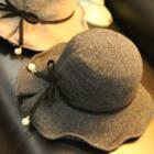 Bow Ruffle Trim Woolen Bucket Hat