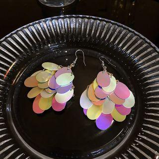 Sequin Fringed Earring 1 Pair - Purple & Yellow - One Size