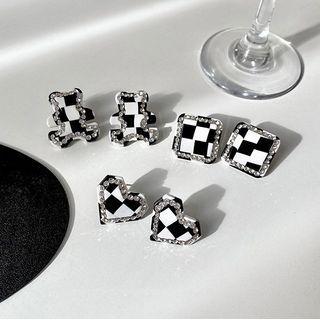 Rhinestone Checkerboard Stud Earring