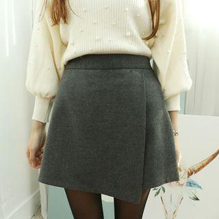 Wool Blend Band-waist Culottes