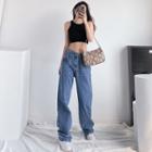Irregular High-waist Wide-leg Jeans