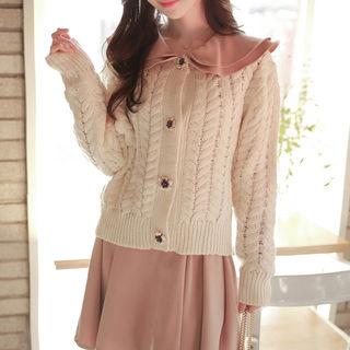 Button-detail Cable-knit Cardigan
