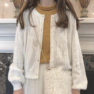 Cutlery Patterned Cardigan