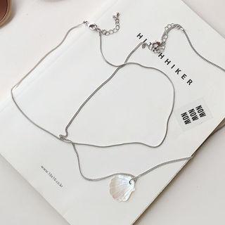 Choker / Seashell Chain Necklace Set Silver - One Size