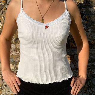 Lace Trim Ruffled Camisole Top