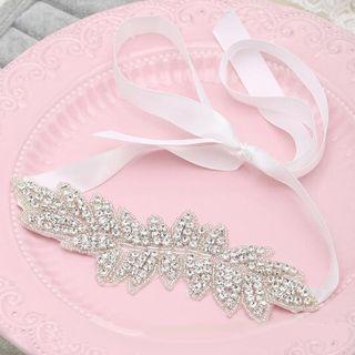Bridal Rhinestone Leaf Headpiece Silver - One Size
