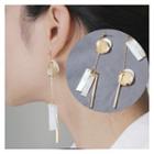 Non-matching Alloy Disc & Bar Fringed Earring 1 Pair - Gold - One Size