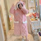 Rabbit Ear Hooded Coral Fleece Robe