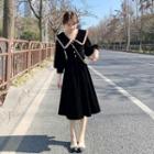 Long-sleeve Peter-pan Collar Loose-fit Dress