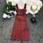 Wide-strap Tie-waist A-line Dress