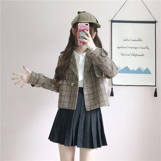 Plaid Notch Lapel Single-button Jacket