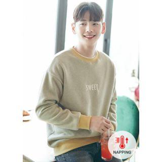 Letter-embroidered Napped Sweatshirt