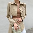 Plain Long-sleeve Jacket / Asymmetric Mesh Skirt