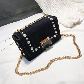 Chain Strap Beaded Box Shoulder Bag
