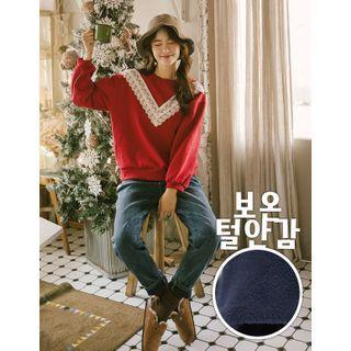 Band-waist Napped Harem Jeans