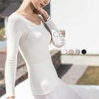 Lace Trim Long Sleeve Modal Top