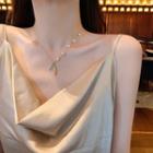Alloy Mermaid Tail Pendant Faux Pearl Necklace Necklace - As Shown In Figure - One Size