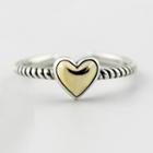 925 Sterling Silver Heart Open Ring S925 - Heart - Gold - One Size