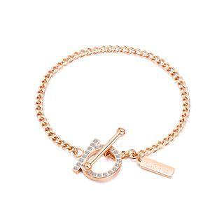 Simple Personality Plated Rose Gold Geometric Round Cubic Zirconia 316l Stainless Steel Bracelet Rose Gold - One Size