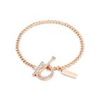 Simple Personality Plated Rose Gold Geometric Round Cubic Zirconia 316l Stainless Steel Bracelet Rose Gold - One Size