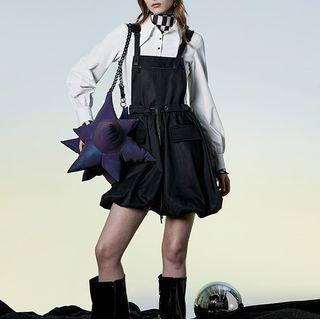 Drawstring-waist Mini A-line Overall Dress