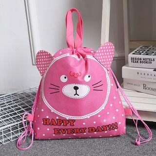 Cat Print Drawstring Shopper Bag