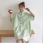 Short-sleeve Polo Collared Loose Fit Shirt Dress