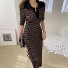 Collared Long Knit Bodycon Dress