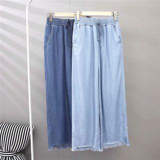 Shift High-waist Cropped Denim Wide-leg Pants