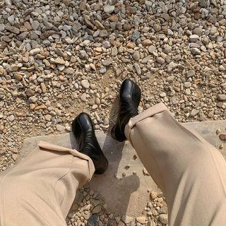 Square-toe Cylinder-heel Short Boots