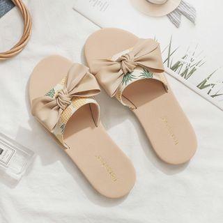 Pineapple Print Flat Slide Sandals