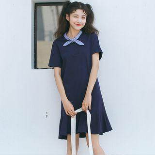 Tie Neck Short Sleeve Dress
